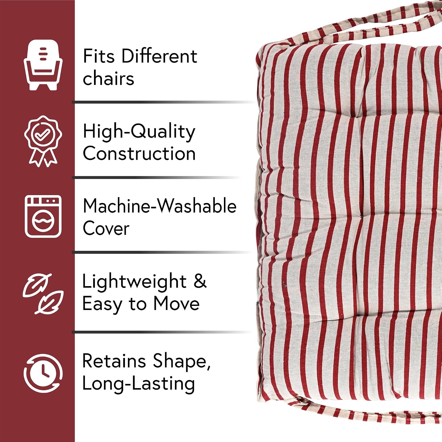 Soft Cotton Chair Cushions Pillow For Sitting, Printed - Light Grey & Maroon | Pillow For Office Work & Posture Support | Sitting Cushion, Pain Relief, Comfortable Pillow - Pack Of 4