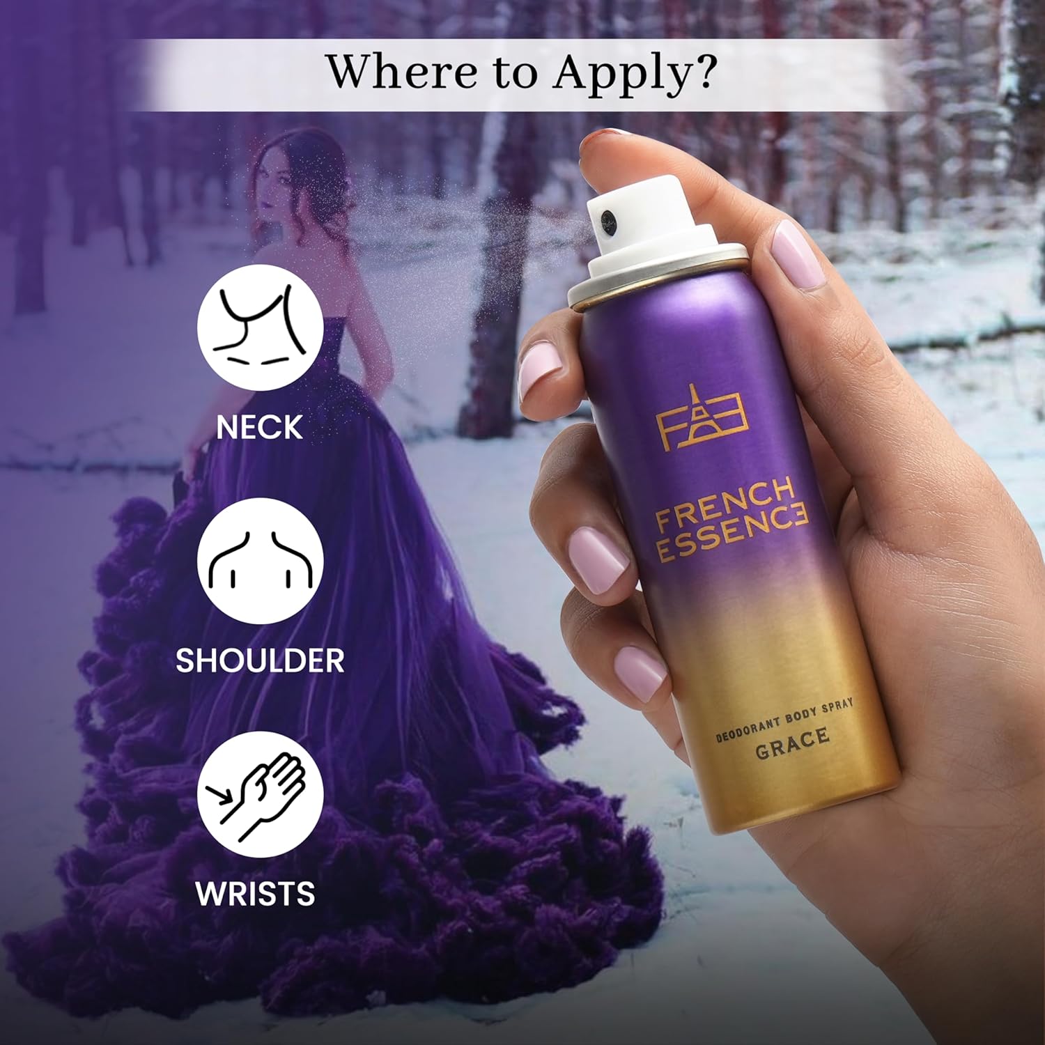 French Essence Deodorant Spray Perfume/deodorant For Women/Women Deo/ Body Spray Long Lasting Fragrance, Fresh Scent Deo,  Pack Of 3 X 50ml, 1.7 Fl.oz. Each Bloom, Oud And Aura