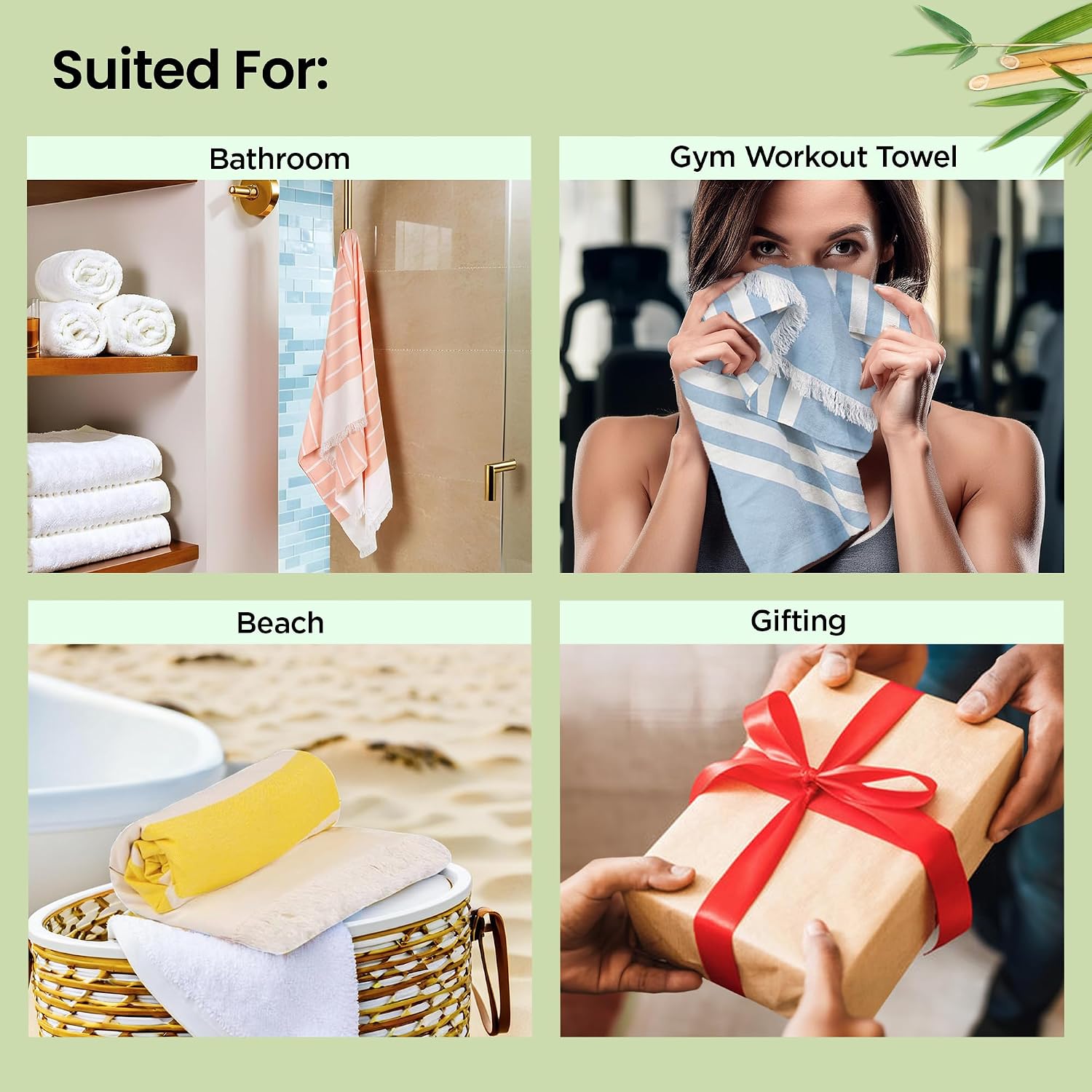 Mush 100% Bamboo Ultra-Compact Turkish Towel | Super Soft, Absorbent, Quick Dry, Anti-Odor Bamboo Towel (4, Ice Melt Blue, Yellow, New Peach, Muted Blue) 250 Tc