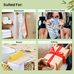 Mush 100% Bamboo Ultra-Compact Turkish Towel | Super Soft, Absorbent, Quick Dry, Anti-Odor Bamboo Towel (4, Ice Melt Blue, Yellow, New Peach, Muted Blue) 250 Tc