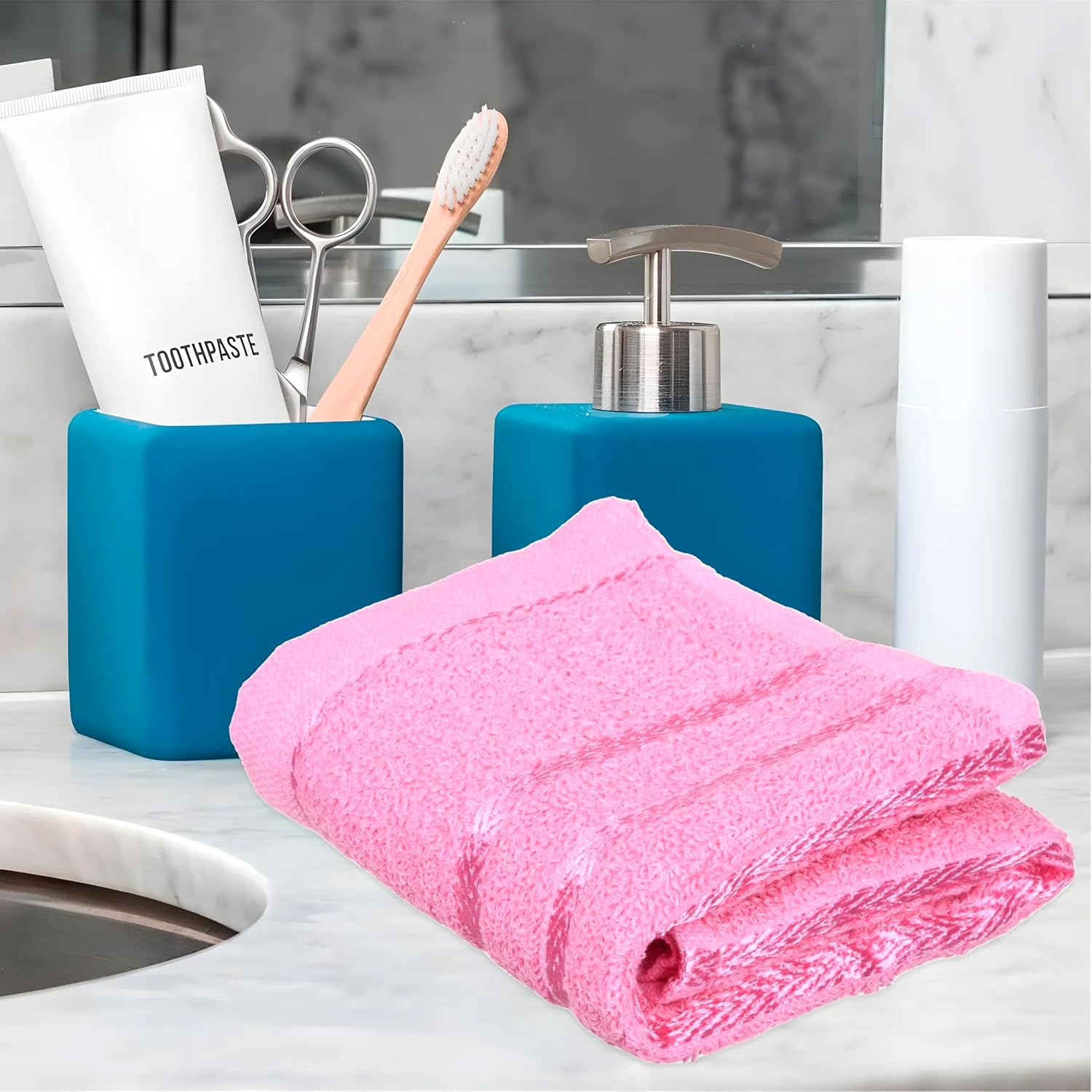 Kuber Industries 144 Tc Cotton Face Towel 200 Gsm | Towel For Face Wash & For Gym, Travel Lining Design | Pack Of 4