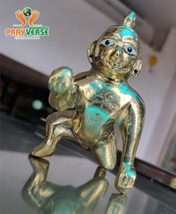 Laddu Gopal Idol, Bal Gopal, Thakur Ji Murti, Brass, Gold, Idol - Size No.7, Antique Look, Religious, Decorative, Beautiful Laddoo Gopal Ji, All Occasion