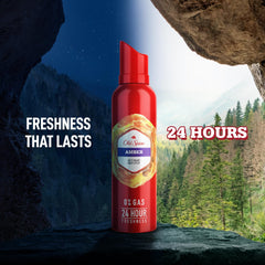 Old Spice Amber 140ml 4.7 Fl.oz. No Gas 24 Hour Long Lasting Freshness Deodorant Body Spray For Men