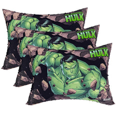 Kid's Soft Pillow For Sleeping, Marvel Hulk Print Pillow, Green - 12 X18 Inch | Suitable For All Sleepers, Multipurpose & Comfortable, Breathable & Lightweight, Washable - Pack Of 3