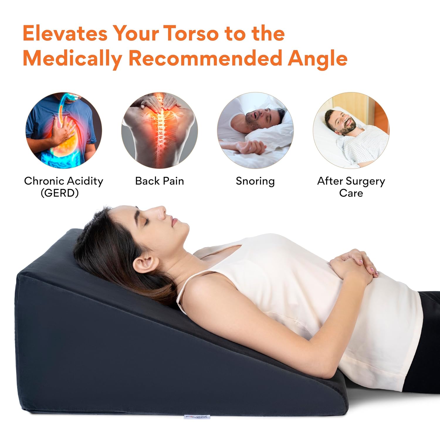 Wedge Pillow Memory Foam For Back Support, Velvet Dark Grey, Large Size - 11 Inch | Wedge Cushion, Acid Reflux, Snoring, Gerd, Leg Elevation, Pregnancy | Removable Cover, Breathable