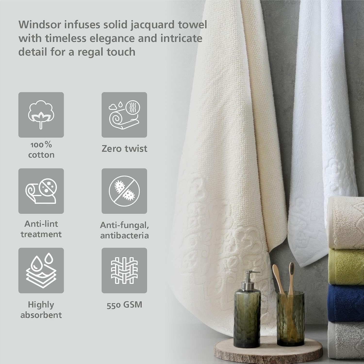 Maspar 100% Cotton Windsor Bath Towel 700 Gsm (Blue)