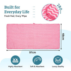 Heart Home Microfiber Soft Face Towels 700 Gsm | Quick Dry & Absorbent Hanging Hand Towels Zig Zag - Pink (Pack Of 3)