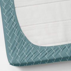 Pure Cotton Full Elastic Fitted Bedsheets For Double King Size Bed With 2 Pillow Covers | 72x78+10 Inches, Teal & White | Super Soft Brushed Glace | Breathable & Wrinkle Free