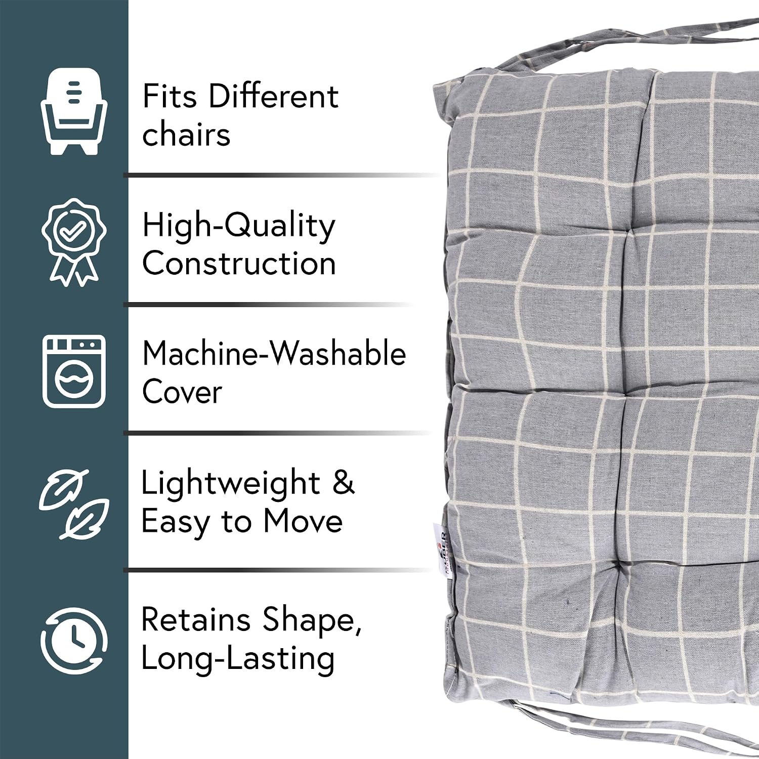 Soft Cotton Chair Cushions Pillow For Sitting, Printed - Brown & Light Grey | Pillow For Office Work & Posture Support | Sitting Cushion, Pain Relief, Comfortable Pillow - Pack Of 4