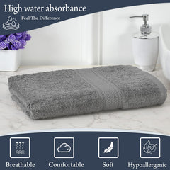 Fresh From Loom Luxury Edition Egyptian 100% Pure Cotton Bath Towel 600 Gsm | High Water Heavy Soft Dual Stitched Bath Towel (Charcoal Grey)