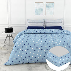 Printed Bedsheet For Double Bed 2 Pillow Cover - 60 X 78 Inches, Sky Blue | All Around Elastic Fitted - Ultra Soft & Breathable | Superior Softness & Breathability