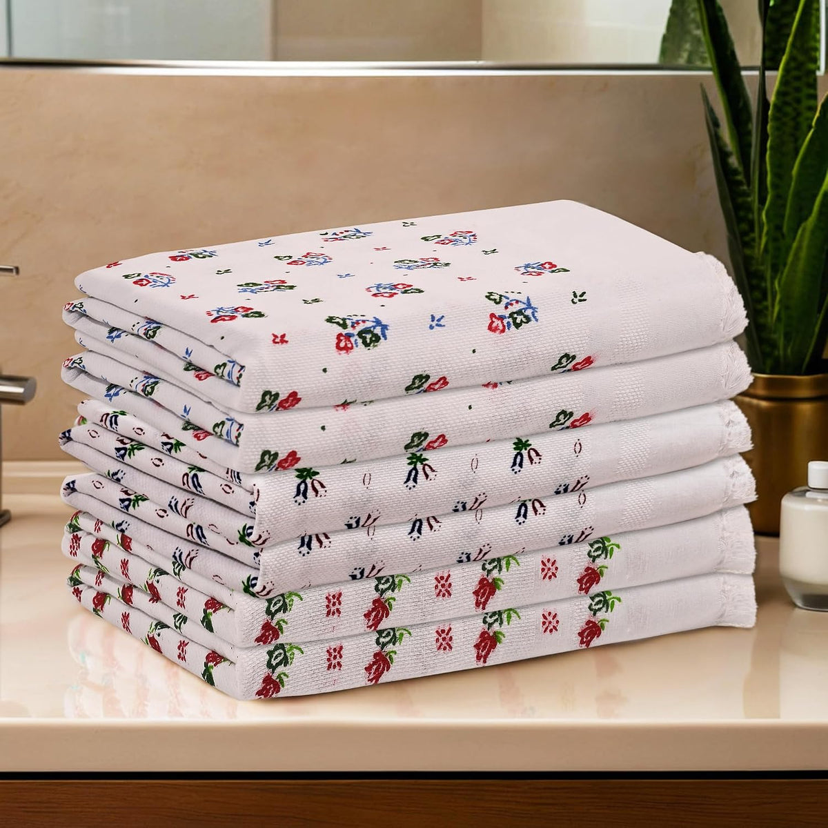 Kuber Industries Cotton Bath Towel 1800 Gsm | Soft & Comfortable Swimming & Bathing Towels & Gamcha (White)- Pack Of 6