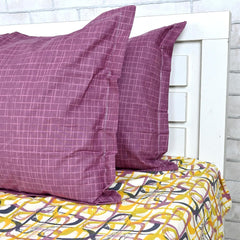 100% Pure Cotton Double Bedsheet For Queen With 2 Pillow Covers - 87 X 100 Inches, Yellow & Dark Pink | Soft & Durable For Everyday Use & Bedroom - All Season Comfort