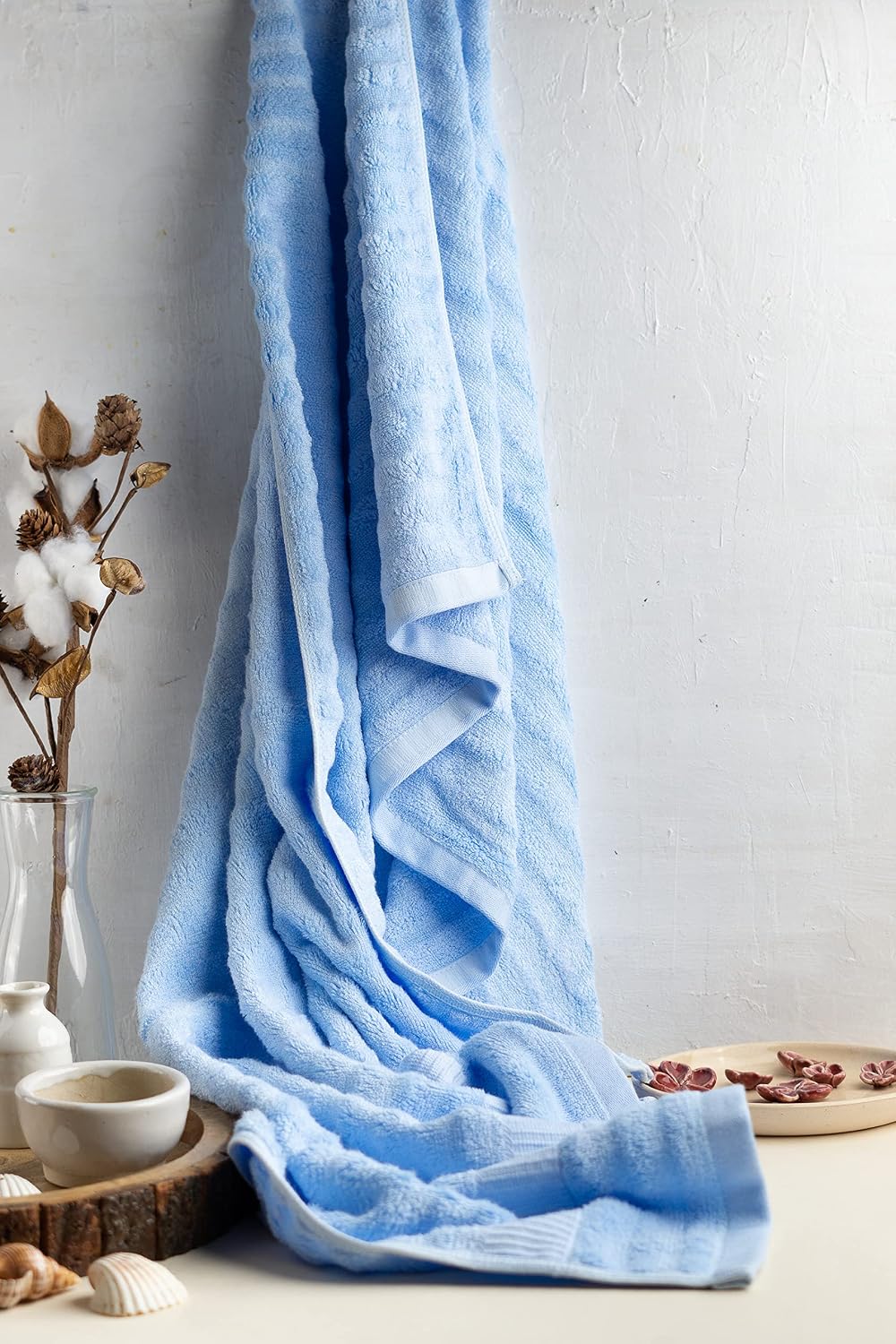 Mush Bamboo Bath Towels 600 Gsm | Bath Towel Large Size For Men & Women | Soft, Highly Absorbent, Quick Dry & Anti Microbial (Sky Blue)