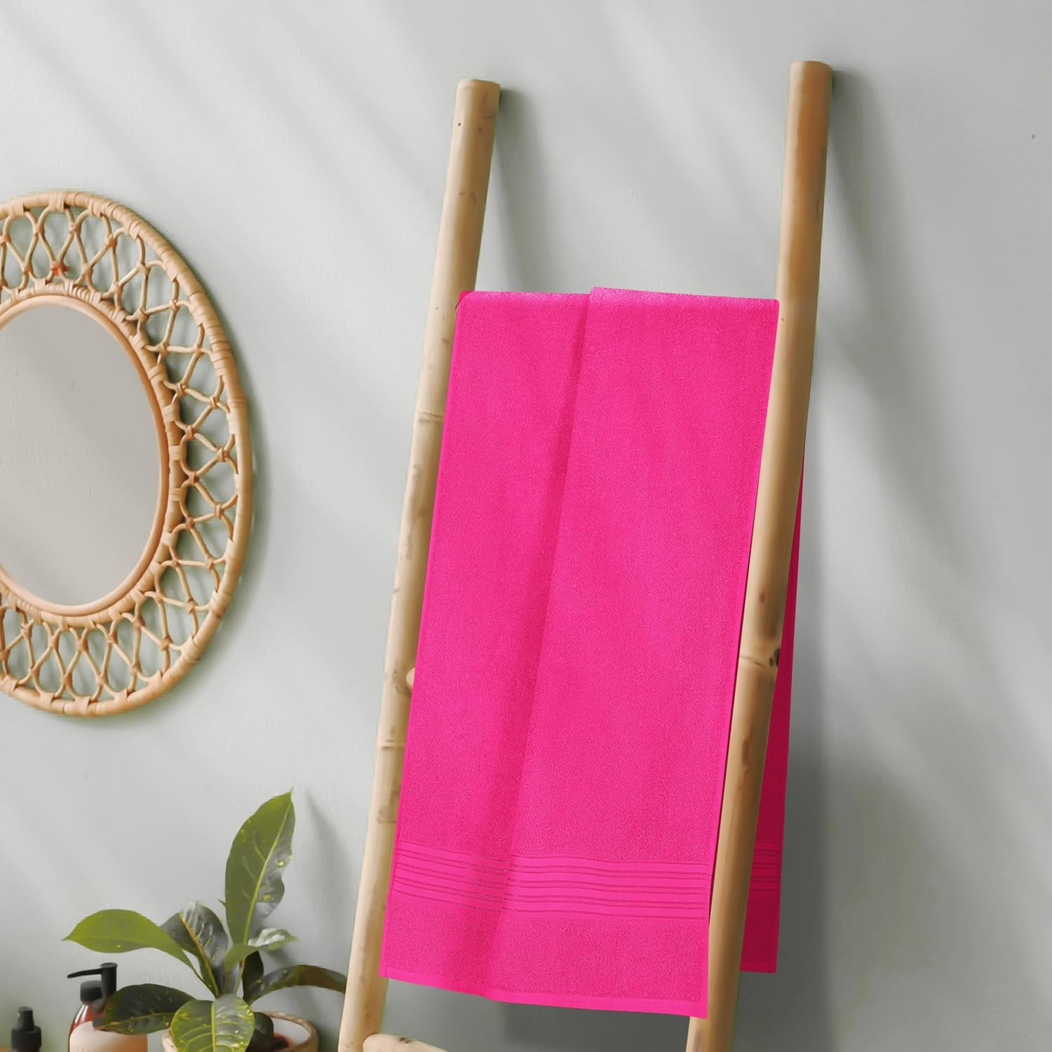 Boutiquo 100% Cotton Bath Towel 500 Gsm | Compact Quick Dry Lightweight Soft & Highly Absorbent Large Size Bath Towel - Hot Pink