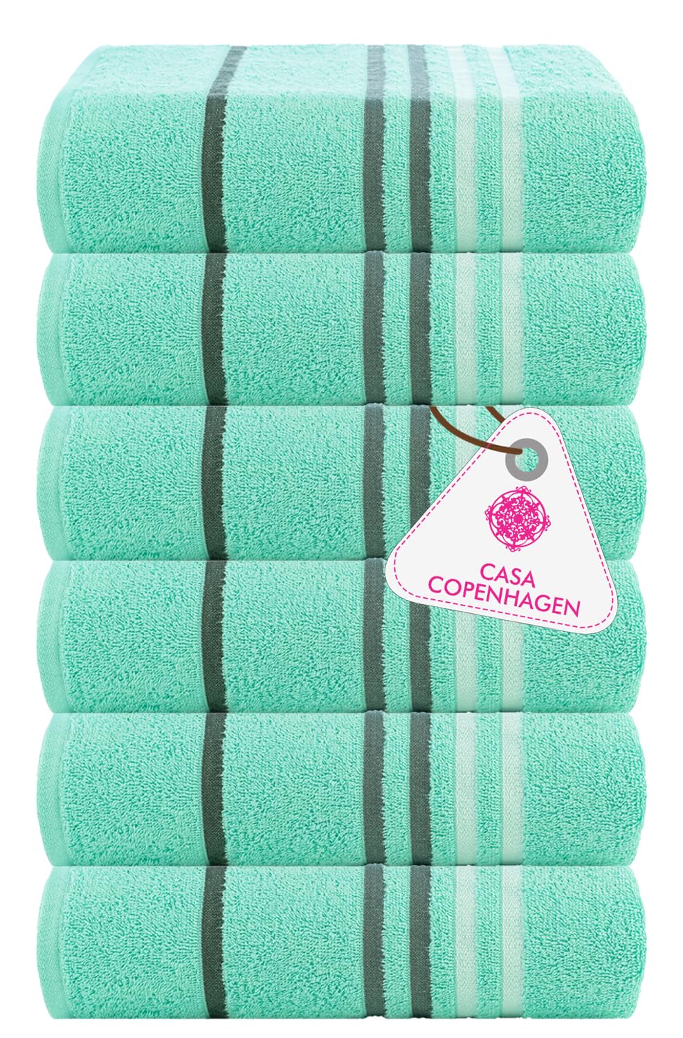 Casa Copenhagen Egyptian Cotton Ecstatic Hand Towel 740 Gsm (Aqua Blue)- 6 Pcs