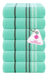 Casa Copenhagen Egyptian Cotton Ecstatic Hand Towel 740 Gsm (Aqua Blue)- 6 Pcs
