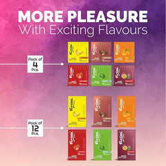 Super Dotted Real Feel For Men | long Lasted, Lubricated | Passion Fruit Condoms - 12 (Pack Of 5)