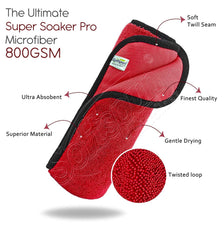 Softspun Microfiber Cloth Towel 400 Gsm | Extra Thick Microfiber Cleaning Cloths Perfect For Bike, Auto, Cars Both Interior & Exterior (Red)- Pack Of 1