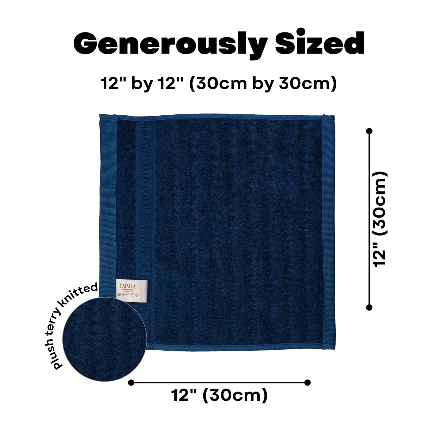 Caimla Luxury 100% Bamboo Face Towel 550 Gsm | Ultra-Soft, Highly Absorbent & Eco-Friendly Towels - Best For Newborn Babies - Pack Of 3 (Green, White & Blue)
