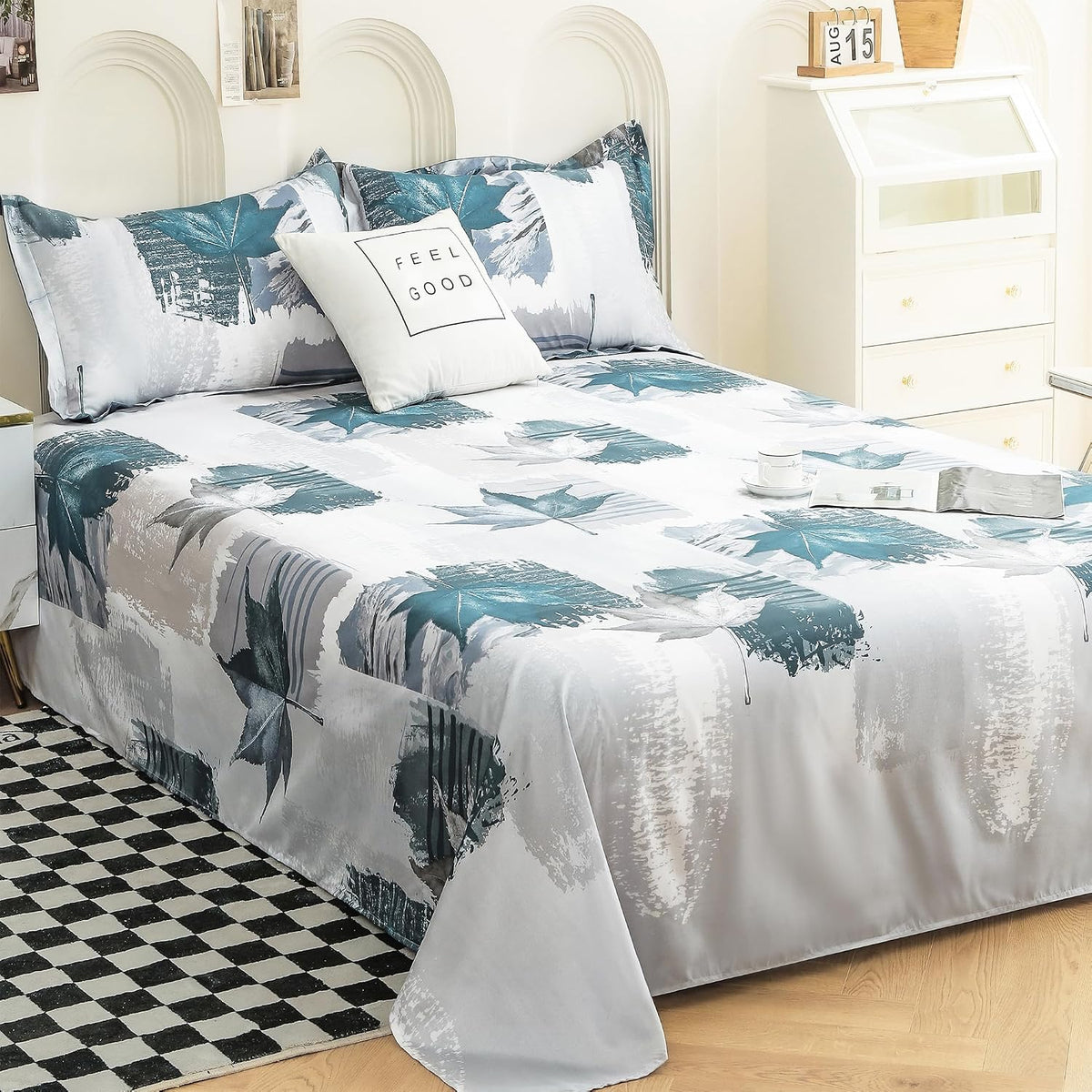 1 Double Bedsheet For Queen Size With 2 Pillow Covers - 88 X 100 Inches, White & Grey | Perfect For Festive Gifting | Soft & Durable For Everyday Use & Bedroom - All Season Comfort