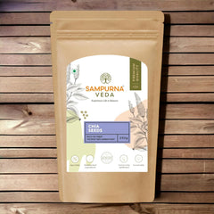 Sampurnaveda Chia Seeds For Weight Loss With Omega 3 Non Gmo, Weight Management Diet Food, Aw & Unroasted Seeds For Eating, Superfood, Rich In Antioxidants & High Fiber | 250gm 0.5lbs