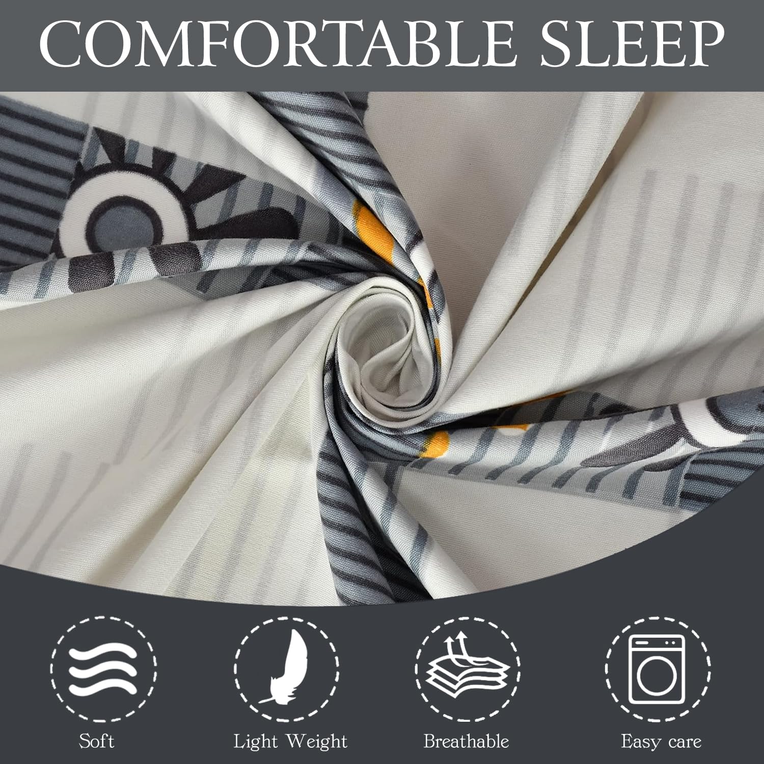 Microfiber Single Bedsheet Set With 1 Pillow Covers (60 X 90 Inches) Grey & Black | Durable & Long-Lasting | 144 Thread Count | Wrinkle Free