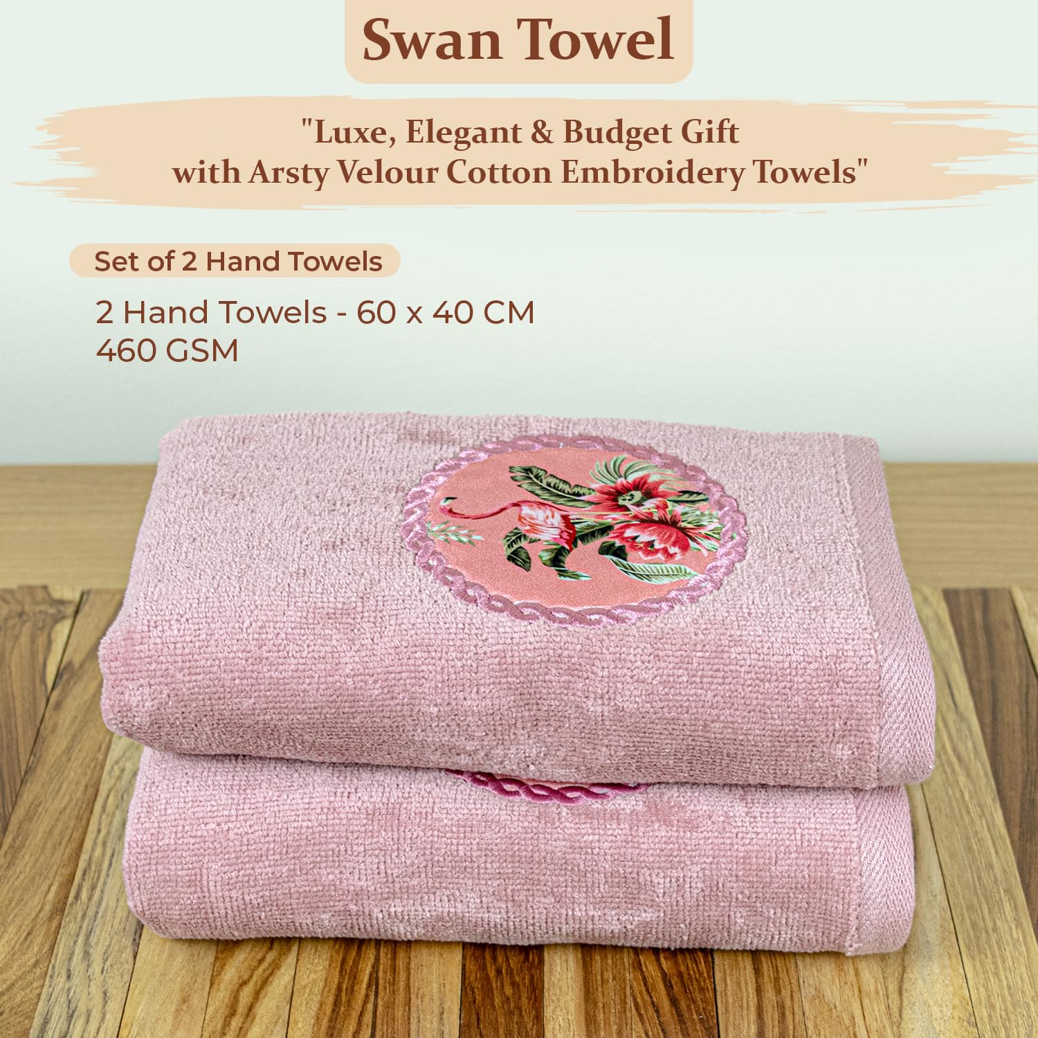 Akiko Home Prima Dream 100% Cotton Hand Towels 400 Gsm | Soft, Absorbent & Durable, Cotton Hand Towel | Pack Of 2 (Light Purple)