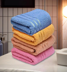 Weavers Villa Cotton Plain Soft Face/Hand Towel 600 Gsm (Multicolour) - Set Of 4
