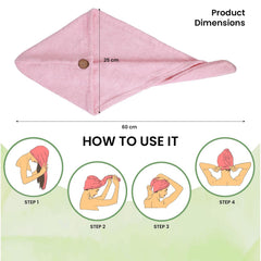Mush Bamboo Hair Towel 300 Gsm | Ultra Soft, Absorbent & Anti Microbial Hair Wrap (Baby Pink)