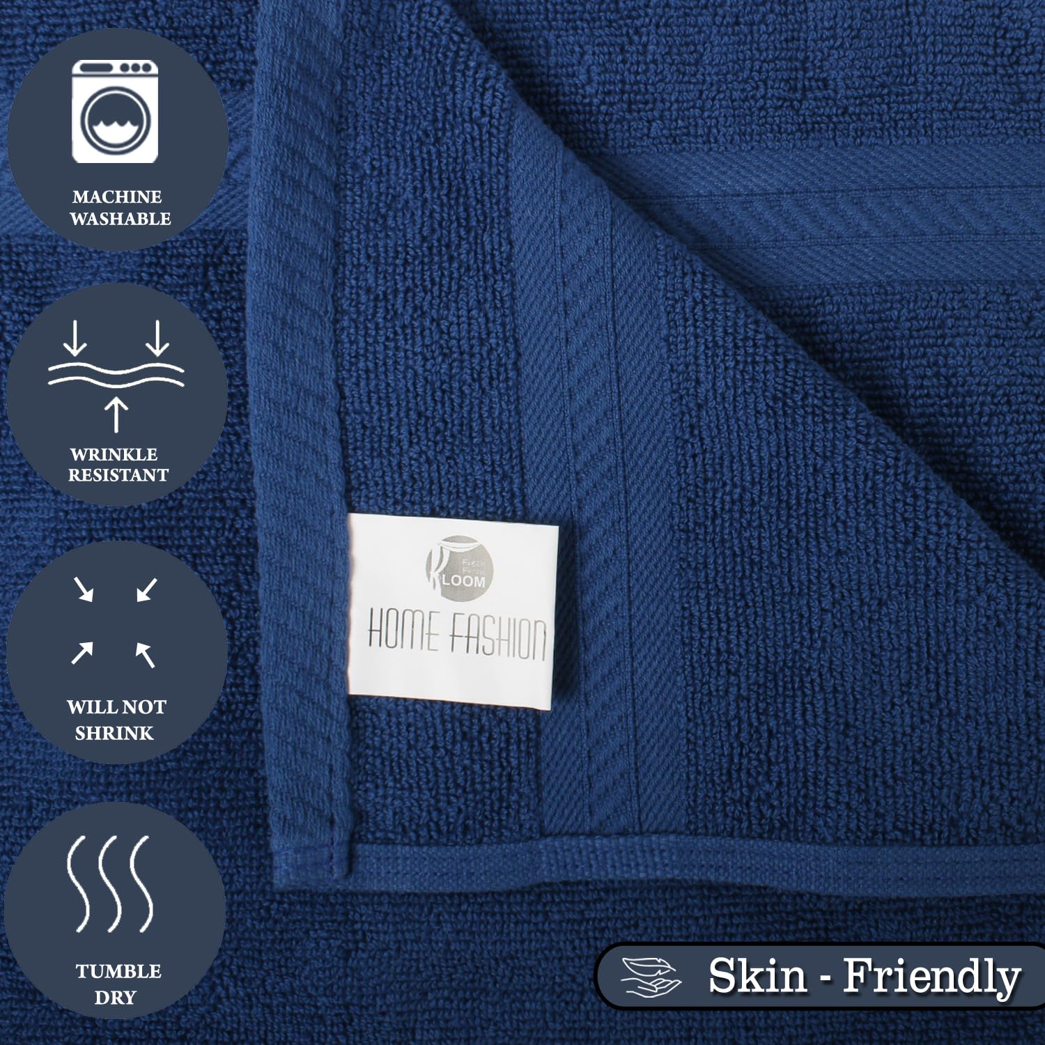 Fresh From Loom Face Towel 500 Gsm | 100% Cotton Ultra Soft, Absorbent & Quick Dry Towel For Facewash (Navy Blue) - Set Of 6 Pcs