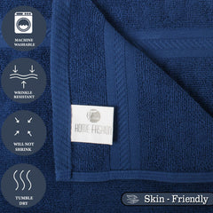 Fresh From Loom Face Towel 500 Gsm | 100% Cotton Ultra Soft, Absorbent & Quick Dry Towel For Facewash (Navy Blue) - Set Of 6 Pcs