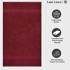 Fresh From Loom Luxury Fur Collection Hand Towel 500 Gsm Napkins Cotton High Absorbency Double Stitched Size (Wine) - Set Of 2