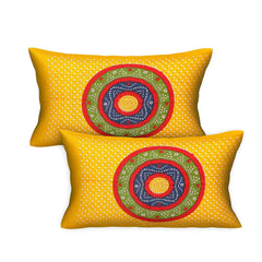 Pure 100% Cotton Double Bed Sheet With 2 Pillow Covers - 90 X 100 Inches, Yellow | Beautifully Handcrafted Traditional Bedsheets - Skin Friendly Fabric