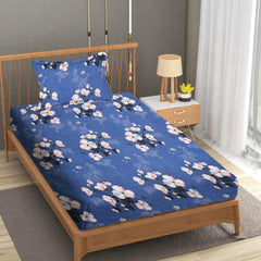 Single Bedsheet With 1 Pillow Covers - 60 X 90 Inches, Blue | Soft Wrinkle Free Breathable Easy Care | Color Fade Resistant Bedsheet