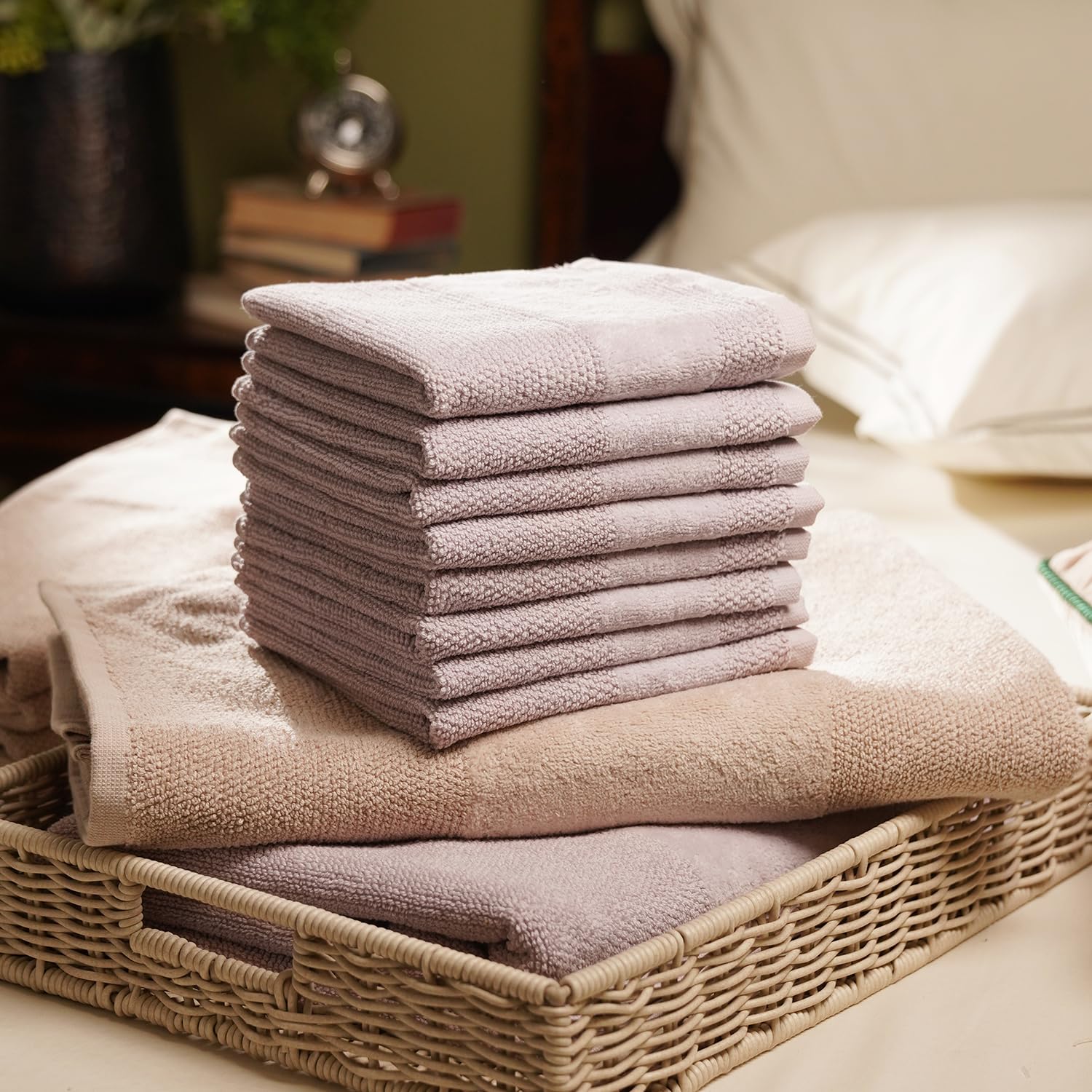 Pure Home + Living Sheared Face Towels 1300 Gsm | Ultra Soft, Absorbent, Quick Dry Towels For Facewash, Gym, Sports, Travel | Pack Of 8 (Light Pink)