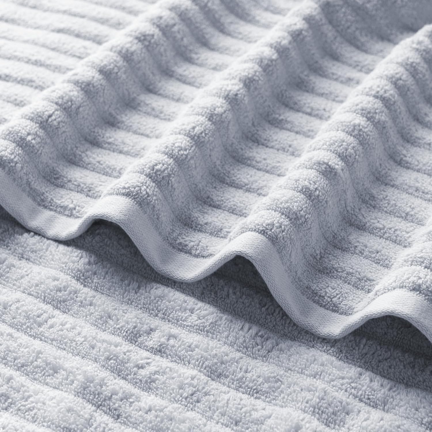 Viahome Luxury Ribbed Cotton Bath Towel 600 Gsm | Ultra Soft, Quick Dry, Super Absorbent, Durable & Skin Friendly, Luxury Hotel Quality Towel For Home, Gym & Spa (Fog Grey)