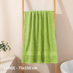 Hokipo 100% Cotton Bath Towel 600 Gsm | Super Soft Absorbent Large Size Towel - Light Green (New-624)