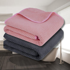 Fezora Microfiber Contler Bath Towels 700 Gsm | Large Size Bath Towel Soft & Absorbent Bath Towel For Men & Women (Light Pink & Dark Grey)- Pack Of 2