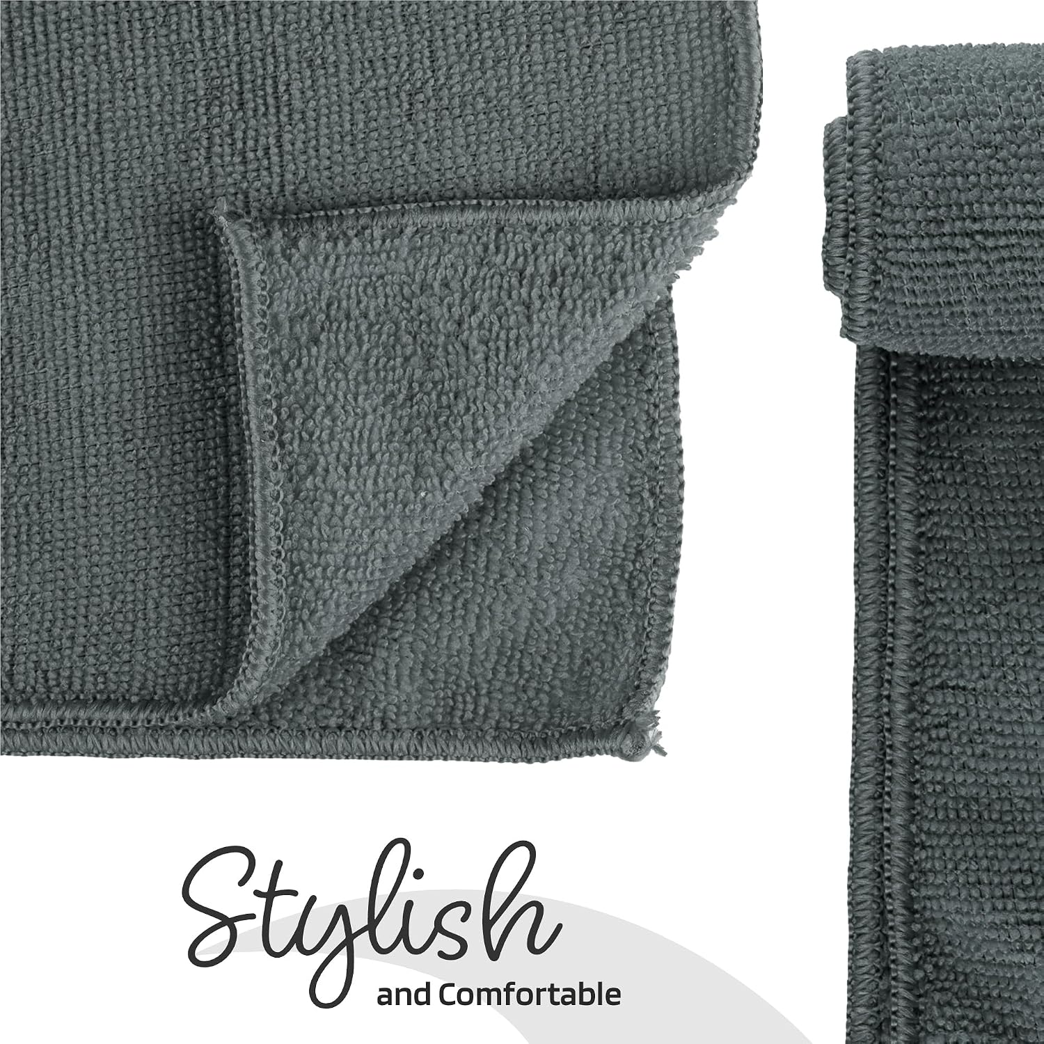 Kuber Industries Super Absorbent & Reusable Microfibre Face Towel 900 Gsm (Plain Ash Grey) - Pack Of 6