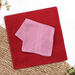 Sassoon Anatolia 8 Piece Cotton Face Towel 500 Gsm (Red & Pink)