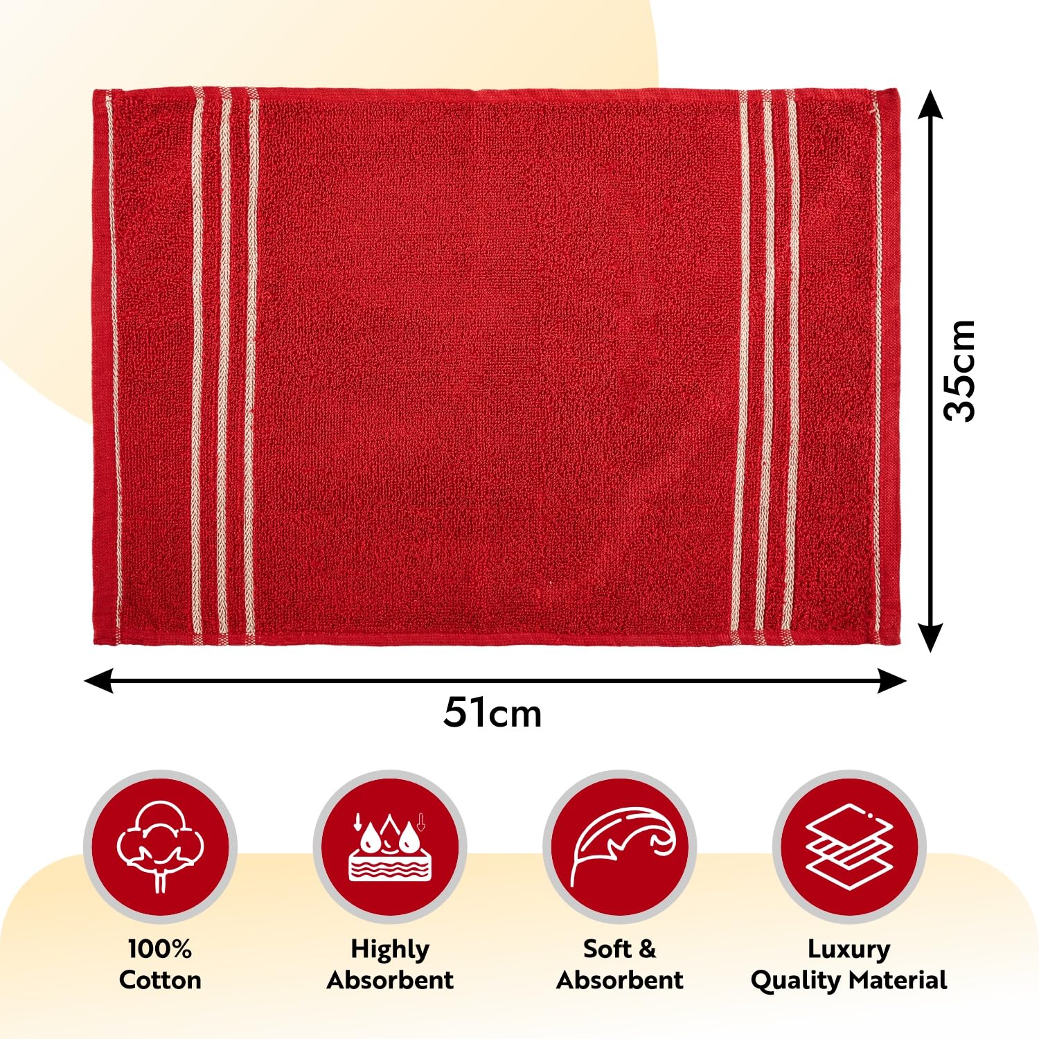 Kuber Industries Cotton Face Towel 2400 Gsm | Workout Gym Napkins Hand Towel For Men & Woman Quick-Drying Napkins -Red (Pack Of 12)