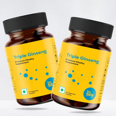 Not Shy Triple Ginseng Blend Of Korean, American & Siberian Ginseng, For Men & Women | 30 Veg Capsules 100gm 0.2lbs Each Pack Of 2