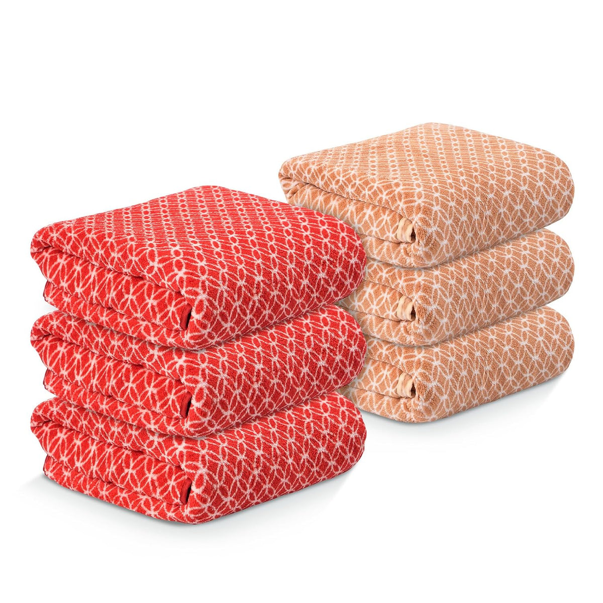 Heart Home Microfibre Bath Towel 1680 Gsm | Quick Dry Absorbent Gym Sweat Workout & Shower Body Towel - Red & Golden (6 Pcs)