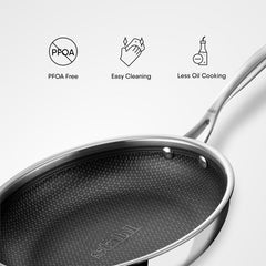 Artisan Hybrid Stainless Steel Triply Frying Pan With Lid - Non Stick, Induction Base Fry Pan | 1.8 Liters, 24 Cm