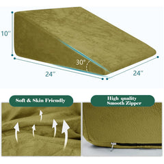 Wedge Pillow, Back Support Pillow For Neck Pain, Medium Firm, Green Color | Pillow For Headaches, Reflux, Shoulders, Back Pain & High Resilience, Velvet Fabric, Adjustable Pillow - Pack Of 1