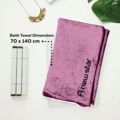 Housse Premium Soft Microfiber Embroidery Bath Towel 350 Gsm | Soft Absorbent Quick-Drying Sweat Towel (Magenta)
