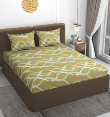All Around Elastic Fitted Bedsheets King Size With 2 Pillow Covers | Double Size 72 X 78 X 10 Inches, Light Green - Ideal For Hotel, House, Bedroom, Guest House