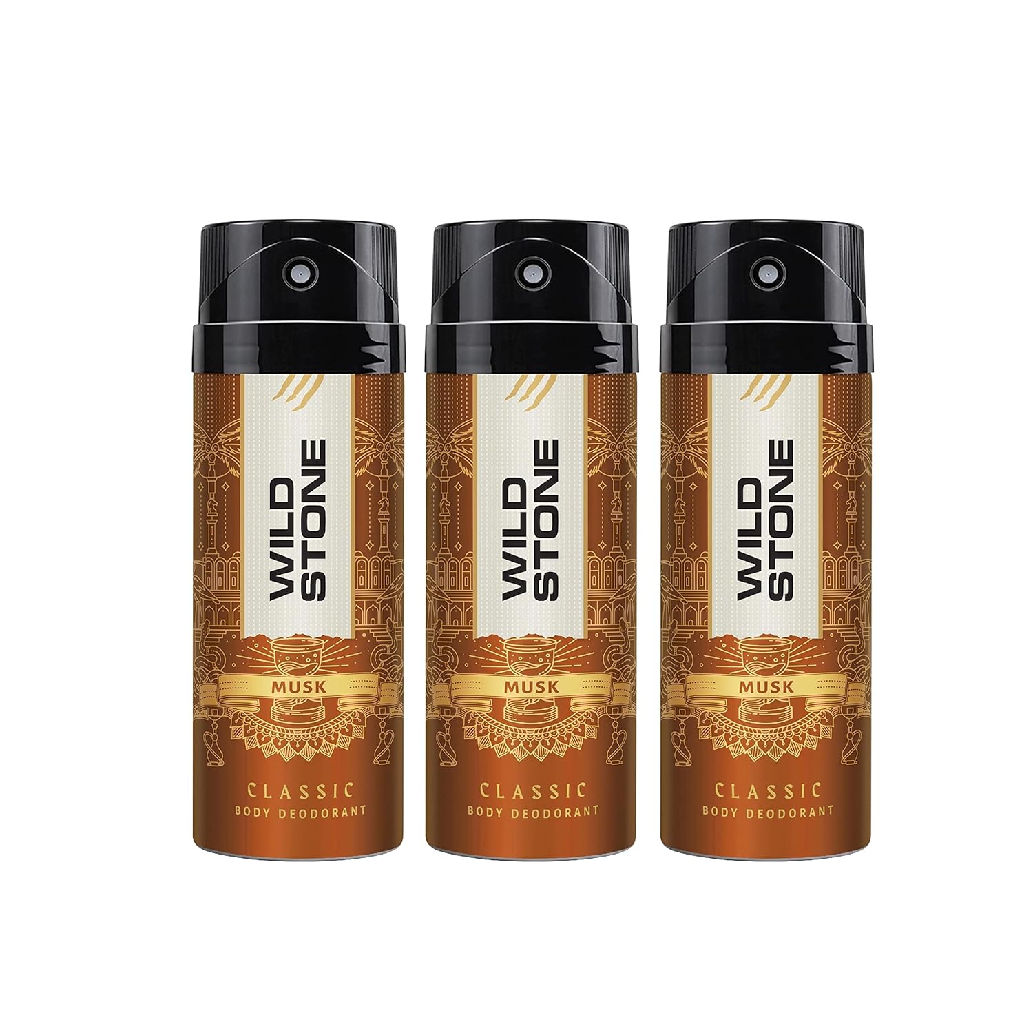 Wild Stone Classic Musk Deodorant Body Spray Pack Of 3 For Men 675ml 22.8 Fl.oz. | Perfect Gifr Set | Long Lasting