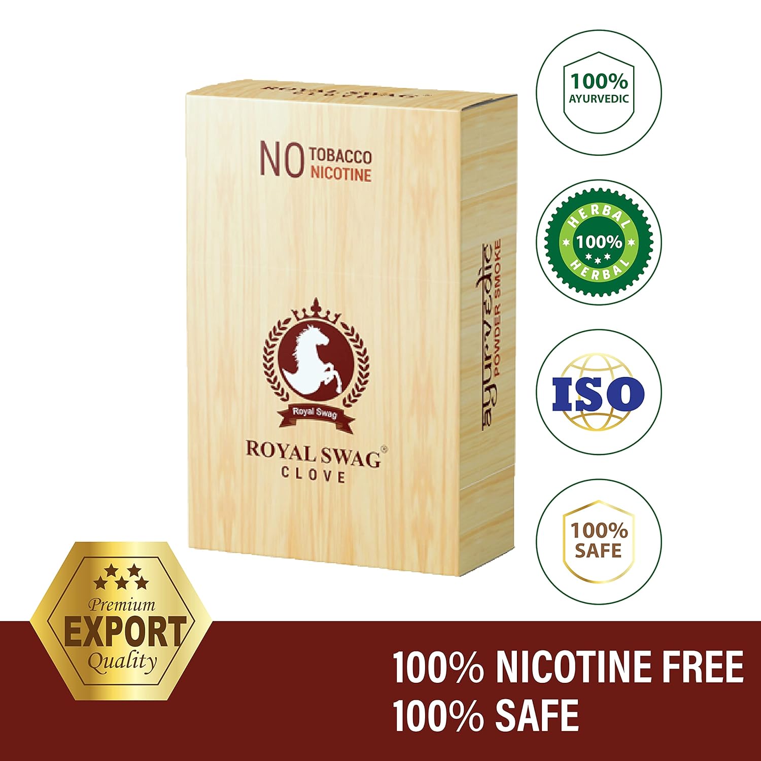 Royal Swag Ayurvedic & Herbal Cigarette, Clove Flavour Smoke Tobacco Free Cigarettes With Shot Helps In Quit Smoking - 100 Sticks, Shot-1